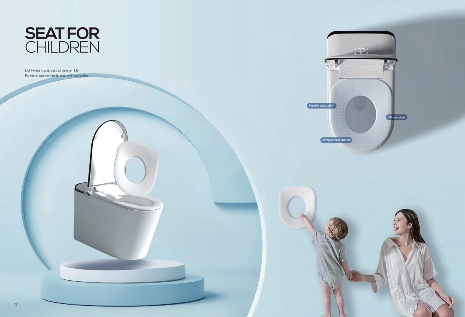 Smart toilet illustration showing a child-seat insert
