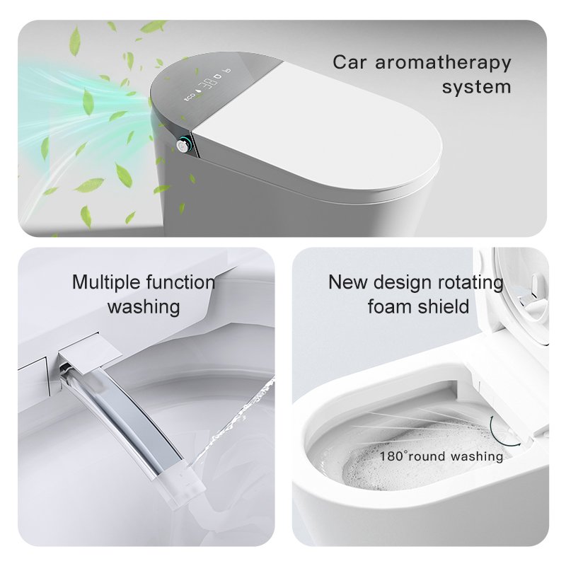 Top Version Intelligent Smart Toilet with Tempering Glass Lid and Digital Display - 9CREAT