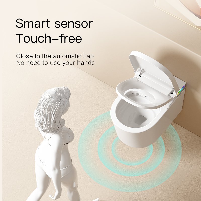 T6 smart toilet with auto open seat and foot touch flushing function
