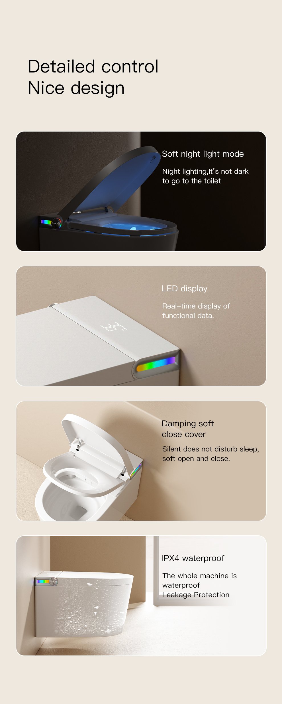 Smart Toilet T6 High Version one piece intelligent toilet with modern minimalist design