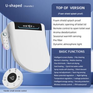 U-shaped smart toilet cover with ergonomic design and heated seat