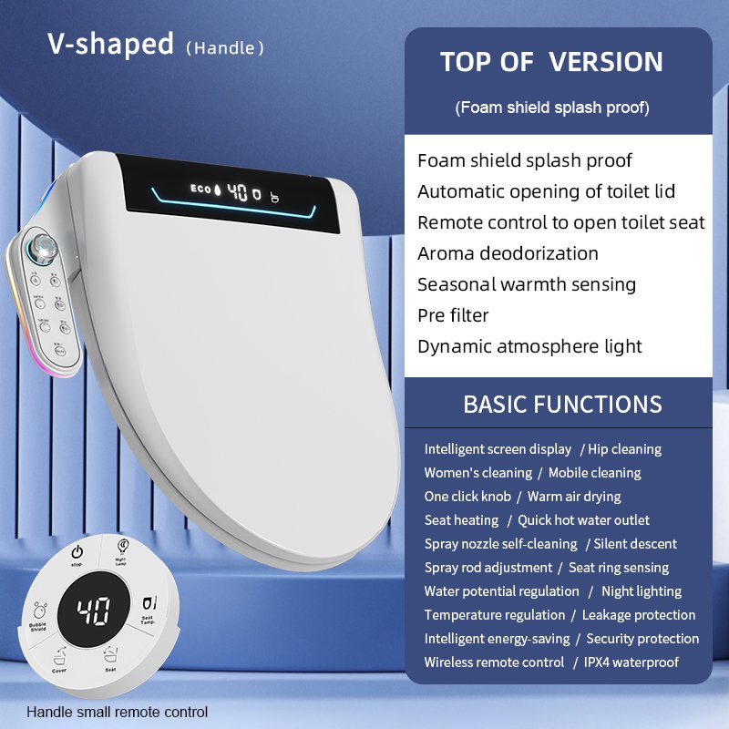 Smart toilet seat with remote control and self-cleaning nozzle