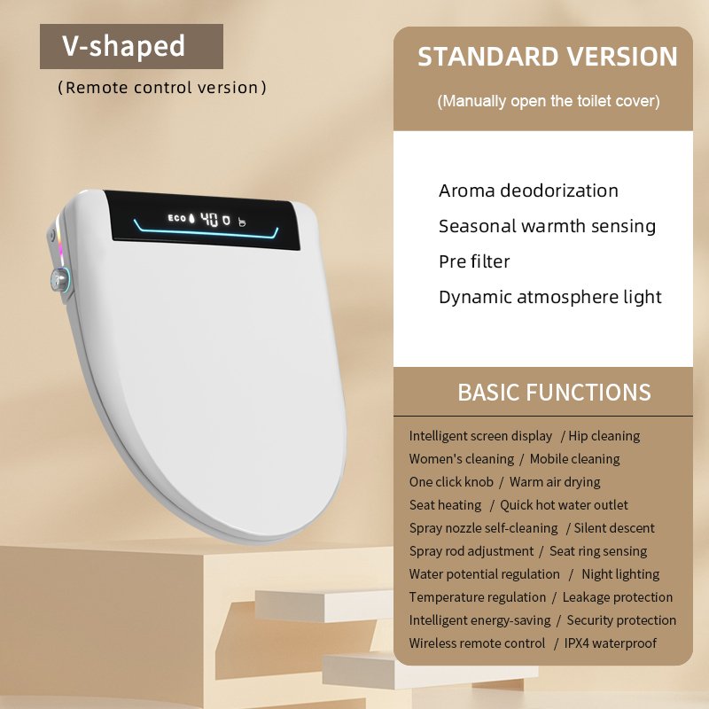 Heated smart toilet seat with quick warm water outlet and self-cleaning nozzle
