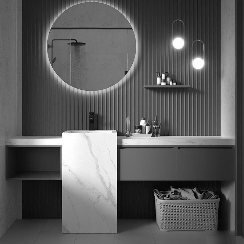 Stone slab bathroom cabinet