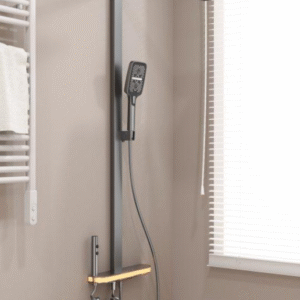 Durable U14 LED hydro-powered shower set with copper waterway, anti-clog aluminum body, multifunction ABS showerhead, and stainless steel components.