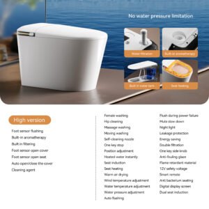 9CREAT Smart Toilet U7 Premium Edition with instant heating, foot sensor flushing, aromatherapy, dual filtration, warm drying & luxury bidet features.