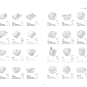 Cabinet integrated ceramic basin with precision flat edges for bathroom furniture.