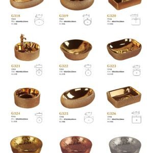 9CREAT engineers utilize high-temperature thermal fusion to bond glossy gold finishes directly into the high-density vitreous china core.