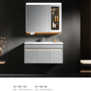 Plywood bathroom vanity HY-G6 series with LED mirror by 9CREAT