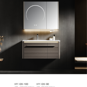 Radar sensor mirror vanity HY-G5 series with wood cabinet by 9CREAT