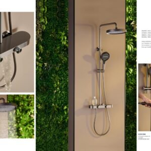 2-function gunmetal grey rainfall shower set 8030-3GM with multi-spray SPA modes.