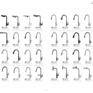 9creat wholesale catalog page 2 featuring pull-out kitchen faucets. Premium brass commercial kitchen taps for B2B distributors.