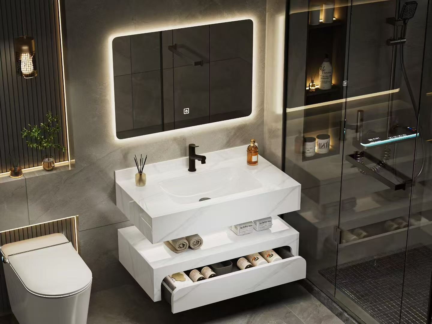 9CREAT Slab Bathroom Vanity Set