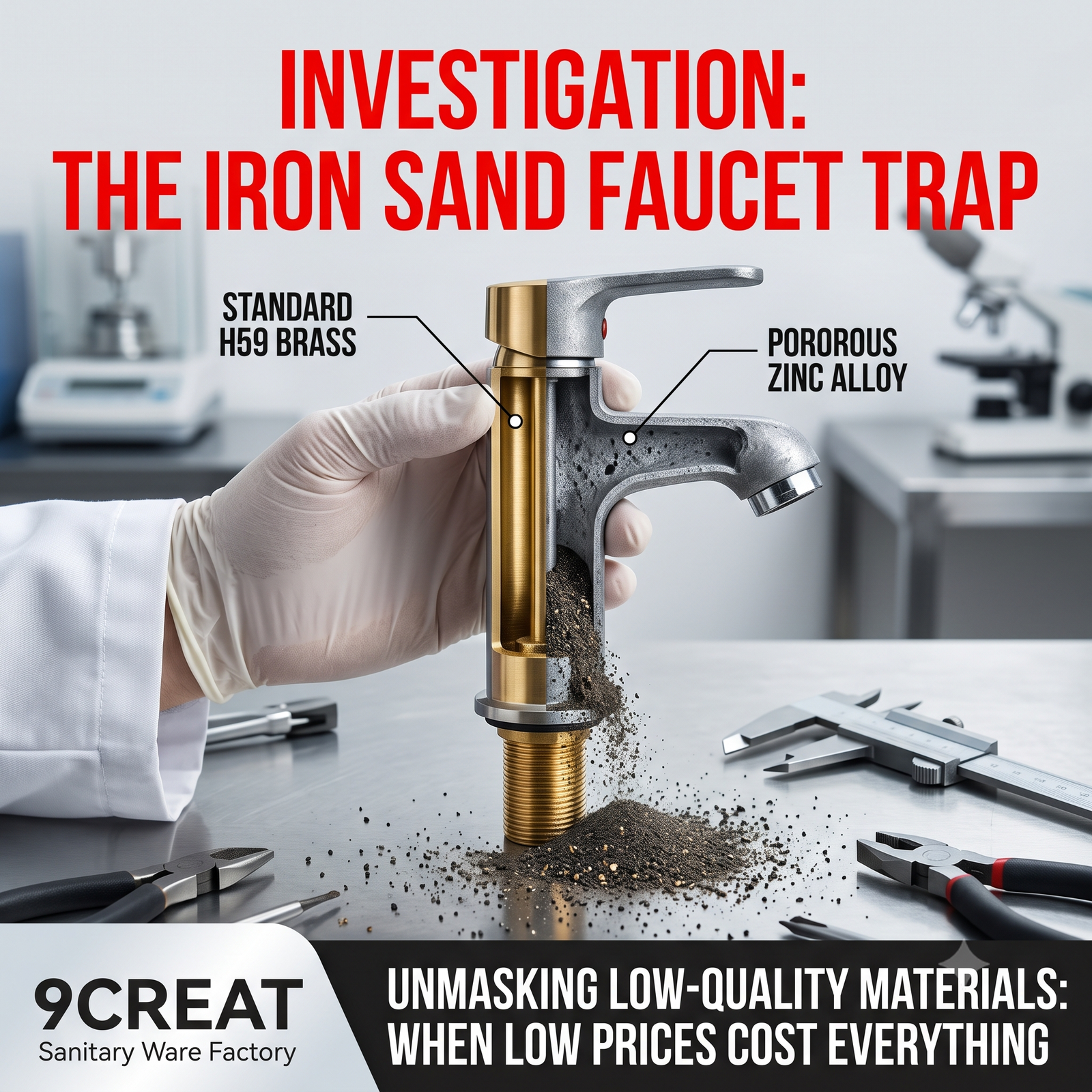 Quality comparison between high-quality brass faucets and cheap zinc alloy faucets