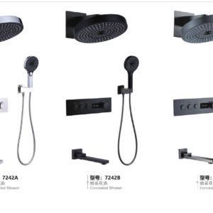 Concealed display shower sets 7242A 7242B and 7242E with round heads and bath spouts