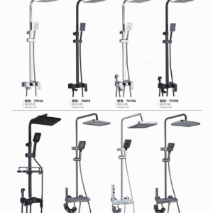 Angular riser shower sets 7069A 7069B 7070A 7070B 7071B with round-riser alternatives 7075E 7076A 7076E