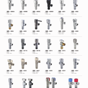 Angle valves and plumbing parts 6000A to 6038 with extended bodies, lever or cylindrical controls and multi-port forms