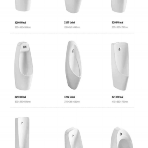 Nine ceramic urinals: models 3200, 3207, 3208, 3210, 3212, 3213, 3216, 3217 and 3218